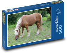 Kůň - pastvina, zvíře Puzzle 500 dílků - 46 x 30 cm