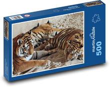 Tygrysy - śpiące koty drapieżne Puzzle 500 elementów - 46x30 cm