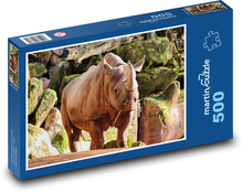 Rhinoceros in the zoo - big animal, nature Puzzle of 500 pieces - 46 x 30 cm 