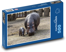 Hippopotamus - Copenhagen Zoo, animal Puzzle of 500 pieces - 46 x 30 cm 