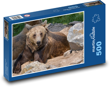 Hnedý medveď - ležiace zviera, mäsožravý Puzzle 500 dielikov - 46 x 30 cm 