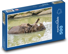 Nosorožec ve vodě - plavat, zvíře Puzzle 500 dílků - 46 x 30 cm