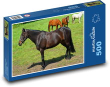 Kôň - pastvina, kone Puzzle 500 dielikov - 46 x 30 cm 