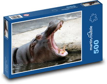 Hippopotamus - animal, mouth Puzzle of 500 pieces - 46 x 30 cm 