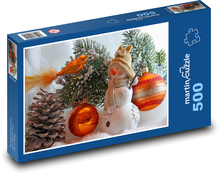 Vánoce - sněhulák, dekorace Puzzle 500 dílků - 46 x 30 cm