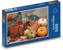 Kürbisse - Ernte, Blätter Puzzle 500 Teile - 46 x 30 cm