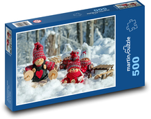 Dřevěné figurky - zima, dekorace Puzzle 500 dílků - 46 x 30 cm