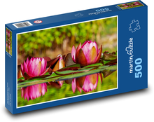 Lekníny - růžové květy, voda Puzzle 500 dílků - 46 x 30 cm