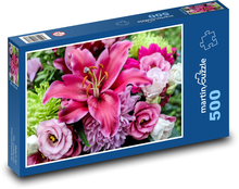 Ľalia - ružový kvet, kytica Puzzle 500 dielikov - 46 x 30 cm 