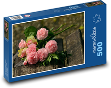 Kytice - růžový květ, lavička Puzzle 500 dílků - 46 x 30 cm