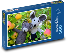 Medvedík - zajačik, háčkovanie Puzzle 500 dielikov - 46 x 30 cm 