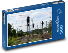 Železniční stanice - kolejnice, železnice Puzzle 500 dílků - 46 x 30 cm