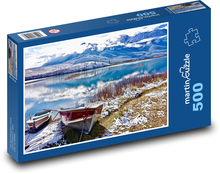 Lake - boats, snow Puzzle of 500 pieces - 46 x 30 cm 
