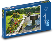 Fontána - kvety, záhrada Puzzle 500 dielikov - 46 x 30 cm