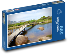 Drewniany most - rzeka, natura Puzzle 500 elementów - 46x30 cm