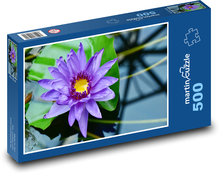 Fialový leknín - vodní rostlina, květ Puzzle 500 dílků - 46 x 30 cm