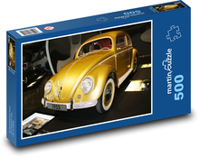 Golden car - VW Beetle, historical vehicle Puzzle of 500 pieces - 46 x 30 cm 