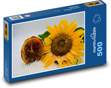 Uhr - Sonnenblume, Zeitumstellung Puzzle 500 Teile - 46 x 30 cm