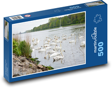 Łabędzie - ptaki, zwierzęta Puzzle 500 elementów - 46x30 cm