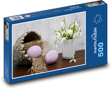 Veľkonočné vajcia - dekorácia, snežienka Puzzle 500 dielikov - 46 x 30 cm 