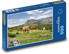 Krávy - pastvina, hora Puzzle 500 dílků - 46 x 30 cm