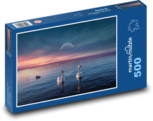 Sunset - swans, lake Puzzle of 500 pieces - 46 x 30 cm 