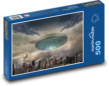 Mimozemská loď - sci-fi, město Puzzle 500 dílků - 46 x 30 cm