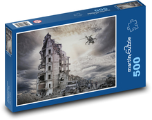 Zničený dům - válka, vojáci Puzzle 500 dílků - 46 x 30 cm