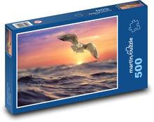 Fliegende Möwe - Sonnenuntergang über dem Meer, Wolken Puzzle 500 Teile - 46 x 30 cm