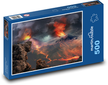 Vulkanausbruch - Lava, Rauch Puzzle 500 Teile - 46 x 30 cm