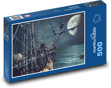 Měsíc nad mořem - loď, oceán Puzzle 500 dílků - 46 x 30 cm