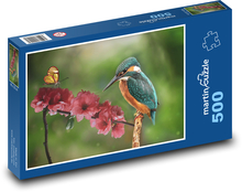 Ledňáček - pták, jarní květina Puzzle 500 dílků - 46 x 30 cm