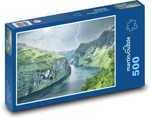 Řeka mezi horami - skály, příroda Puzzle 500 dílků - 46 x 30 cm
