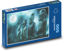 Velikonoční ostrov - sochy v noci, měsíc Puzzle 500 dílků - 46 x 30 cm