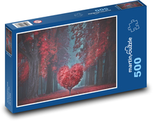 Valentýn - červené srdce, les Puzzle 500 dílků - 46 x 30 cm