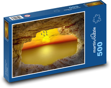 Höhle - Sonnenuntergang, Felsen Puzzle 500 Teile - 46 x 30 cm