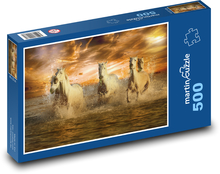 Running horses on the beach - beach, sunset Puzzle of 500 pieces - 46 x 30 cm 