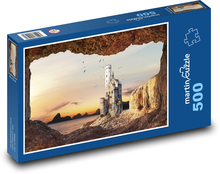 Castle by the sea - caves, flying birds Puzzle of 500 pieces - 46 x 30 cm 