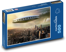 Ufo nad mestom - tornádo, sci-fi Puzzle 500 dielikov - 46 x 30 cm 