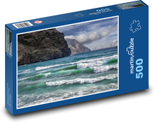 Vlny na pláži - moře, skály Puzzle 500 dílků - 46 x 30 cm