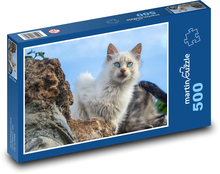 Bílá kočka - oči, domácí mazlíček Puzzle 500 dílků - 46 x 30 cm