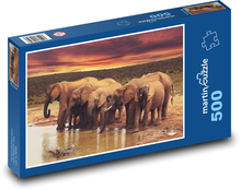 Slony pri vode - zvieratá, safari Puzzle 500 dielikov - 46 x 30 cm 
