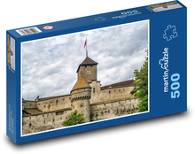 Chillonslý hrad - Švýcarsko, stará budova Puzzle 500 dílků - 46 x 30 cm
