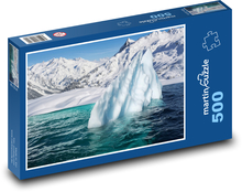 Zasněžené hory - ledovce v moři, sníh Puzzle 500 dílků - 46 x 30 cm