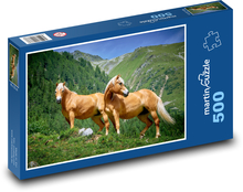 Koně Haflingové - Alpská pastvina Puzzle 500 dílků - 46 x 30 cm