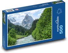 Alpy - rieka, hora Puzzle 500 dielikov - 46 x 30 cm 