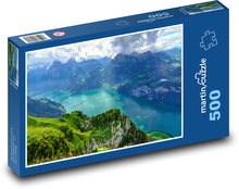 Hory - Alpy, jezero Puzzle 500 dílků - 46 x 30 cm
