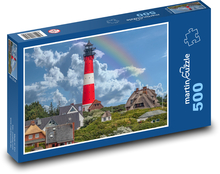 Latarnia morska, wyspa, wybrzeże Puzzle 500 elementów - 46x30 cm
