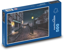 Ulica v noci - pouličná lampa, tma Puzzle 500 dielikov - 46 x 30 cm 