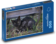 Kociak - czarny kot, młode Puzzle 500 elementów - 46x30 cm
